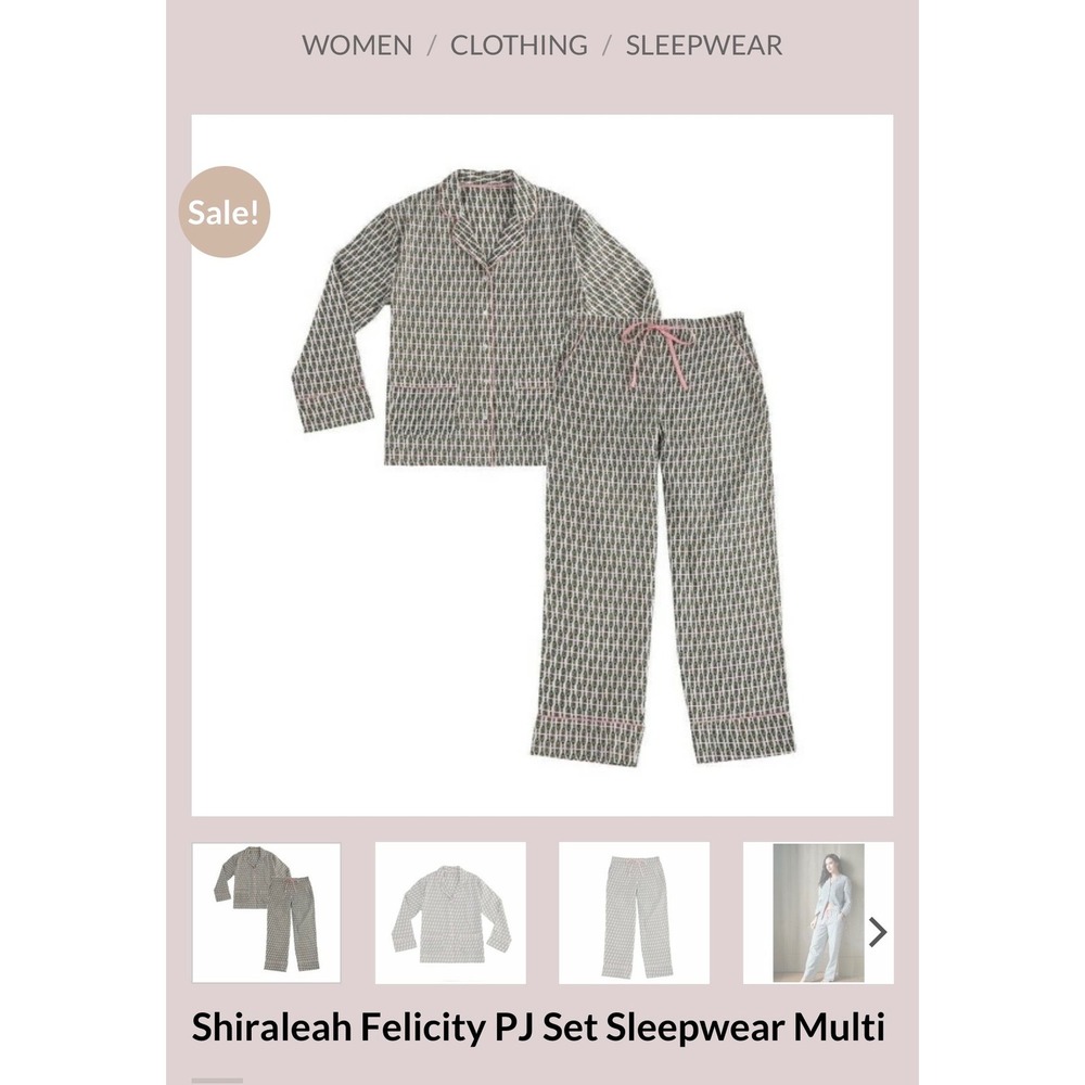 Shiraleah Felicity PJ Set Women Medium Champagne Bottle Print  Green Pink - Picture 5 of 5